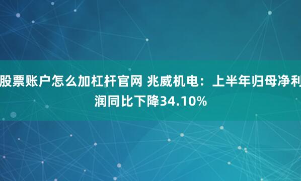 股票账户怎么加杠杆官网 兆威机电：上半年归母净利润同比下降34.10%